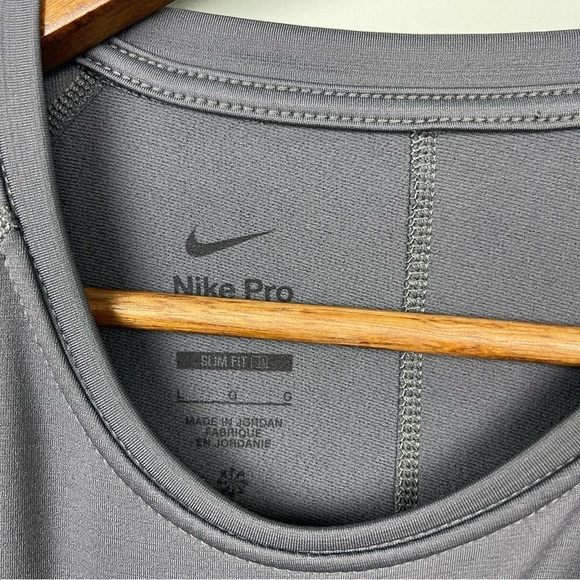 Nike Pro Slim Fit Gray Long Sleeve Crewneck Size L - Picture 4 of 8